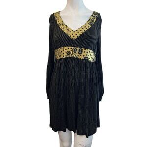 ZAZA Couture Pour La Femme Medium Baby Doll Mini Dress Polka Dot Long Sleeve